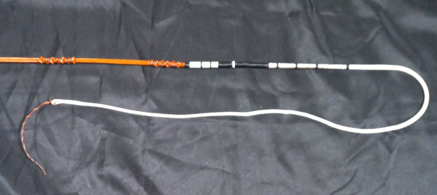 (B) Single Whip with Spaced Knotted Areas & Brass Ferrule Made by Richard Nicoll - 59" Stick