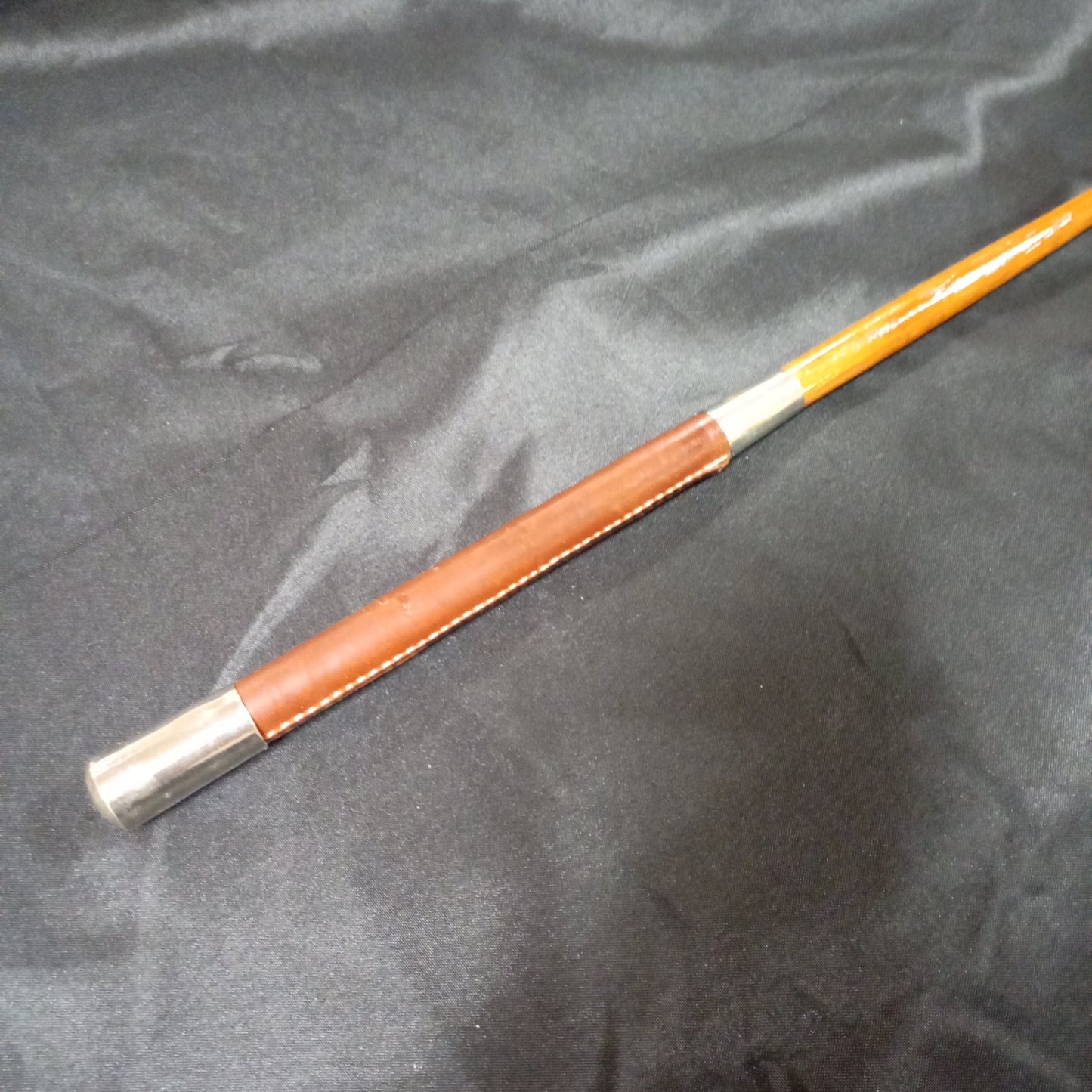 (F) Imitation Holly Whip with Nickel Mount and Spaced Knots made by Richard Nicoll - 54" Stick