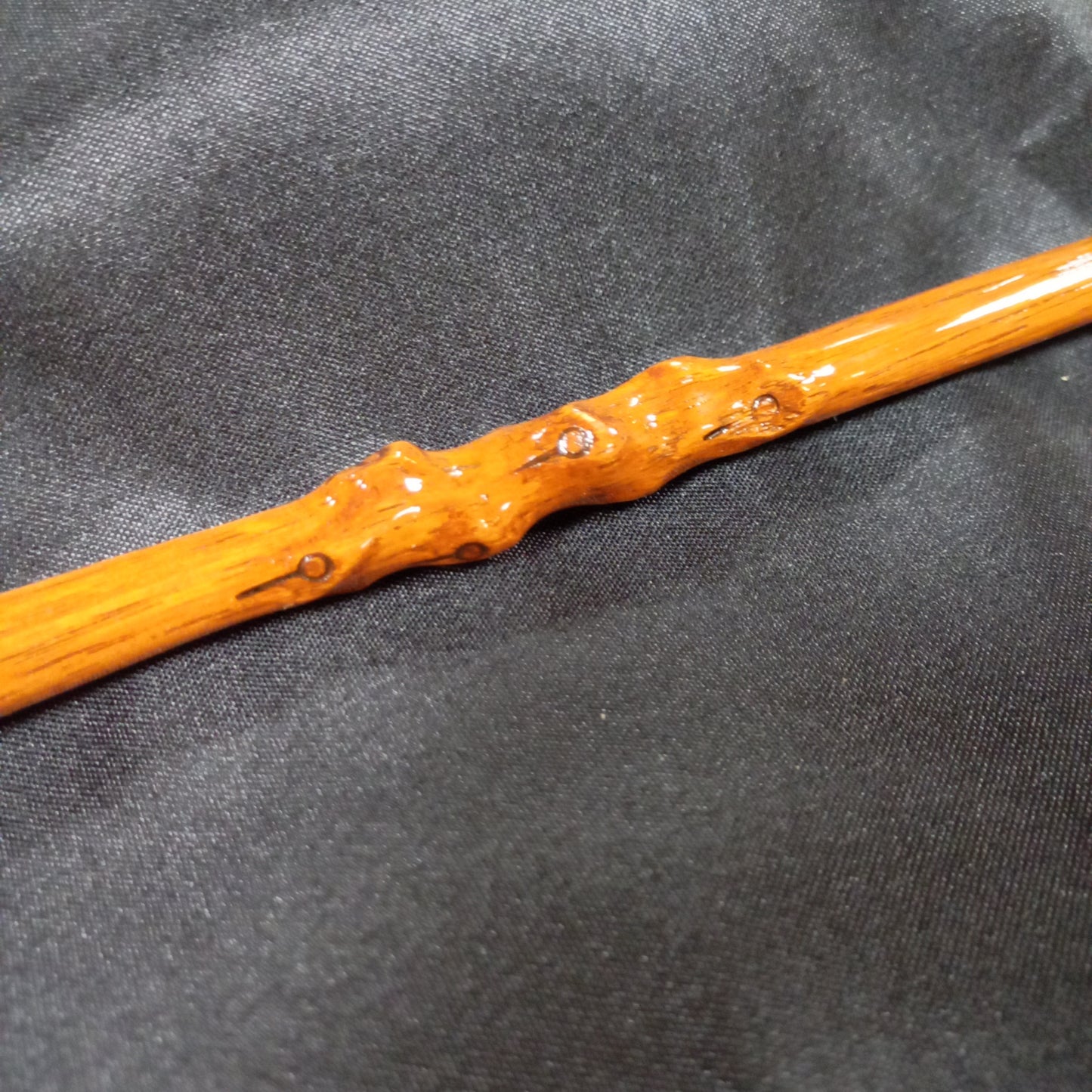 (F) Imitation Holly Whip with Nickel Mount and Spaced Knots made by Richard Nicoll - 54" Stick