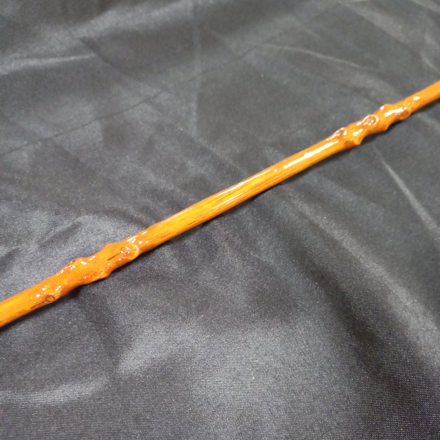 (F) Imitation Holly Whip with Nickel Mount and Spaced Knots made by Richard Nicoll - 54" Stick