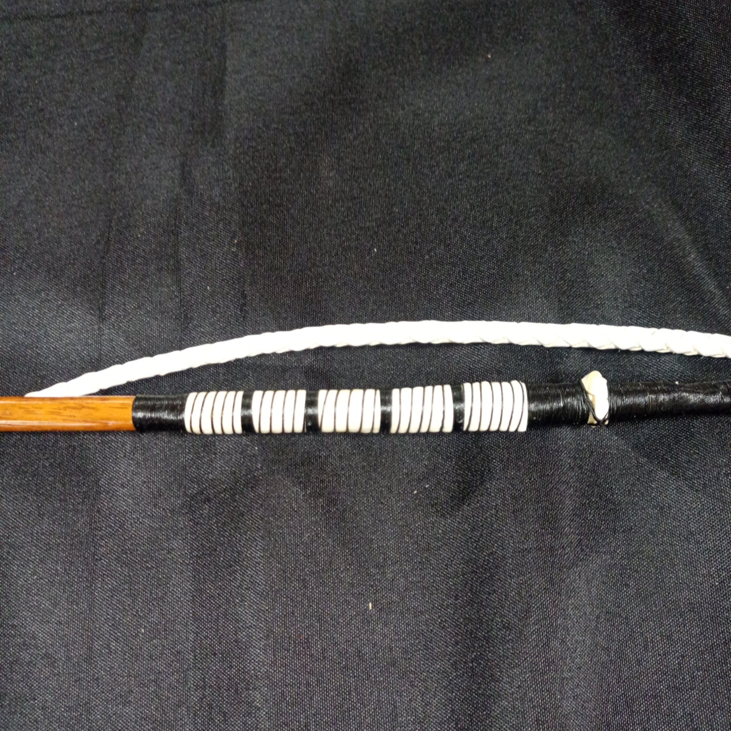 (F) Imitation Holly Whip with Nickel Mount and Spaced Knots made by Richard Nicoll - 54" Stick