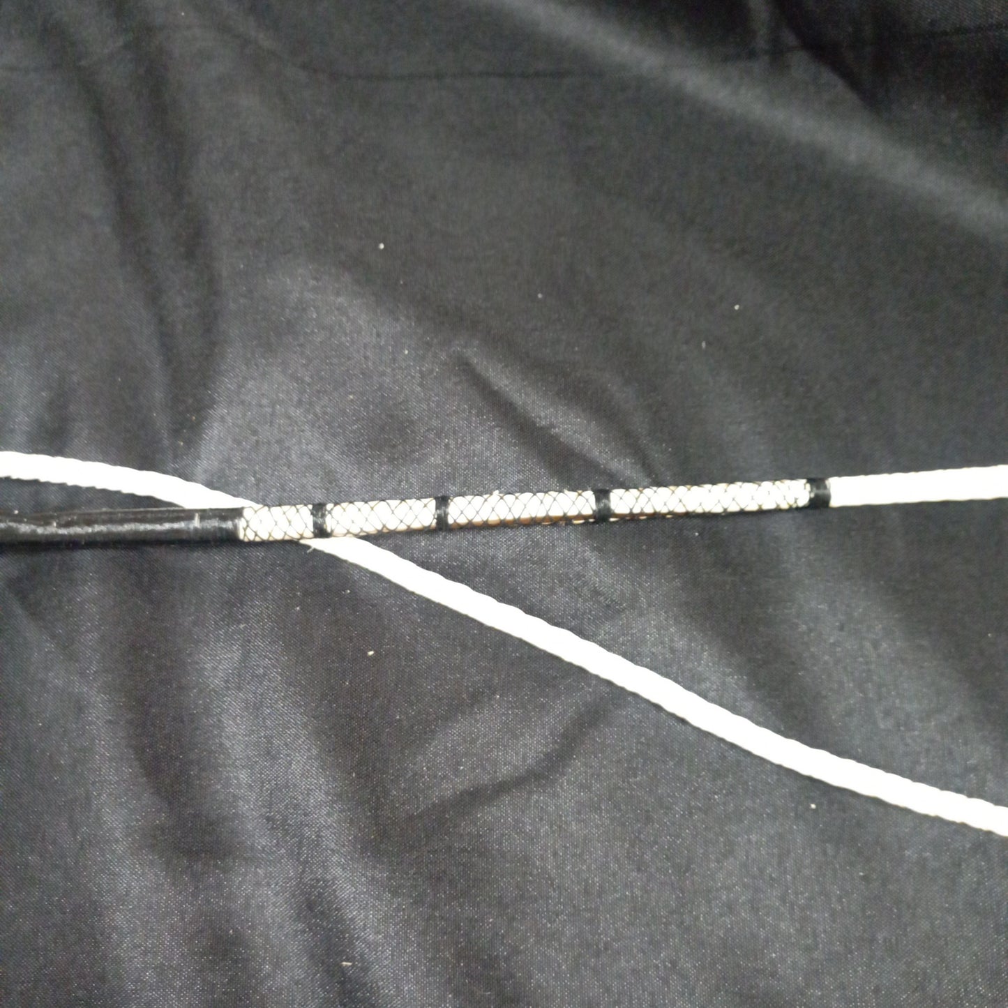 (F) Imitation Holly Whip with Nickel Mount and Spaced Knots made by Richard Nicoll - 54" Stick
