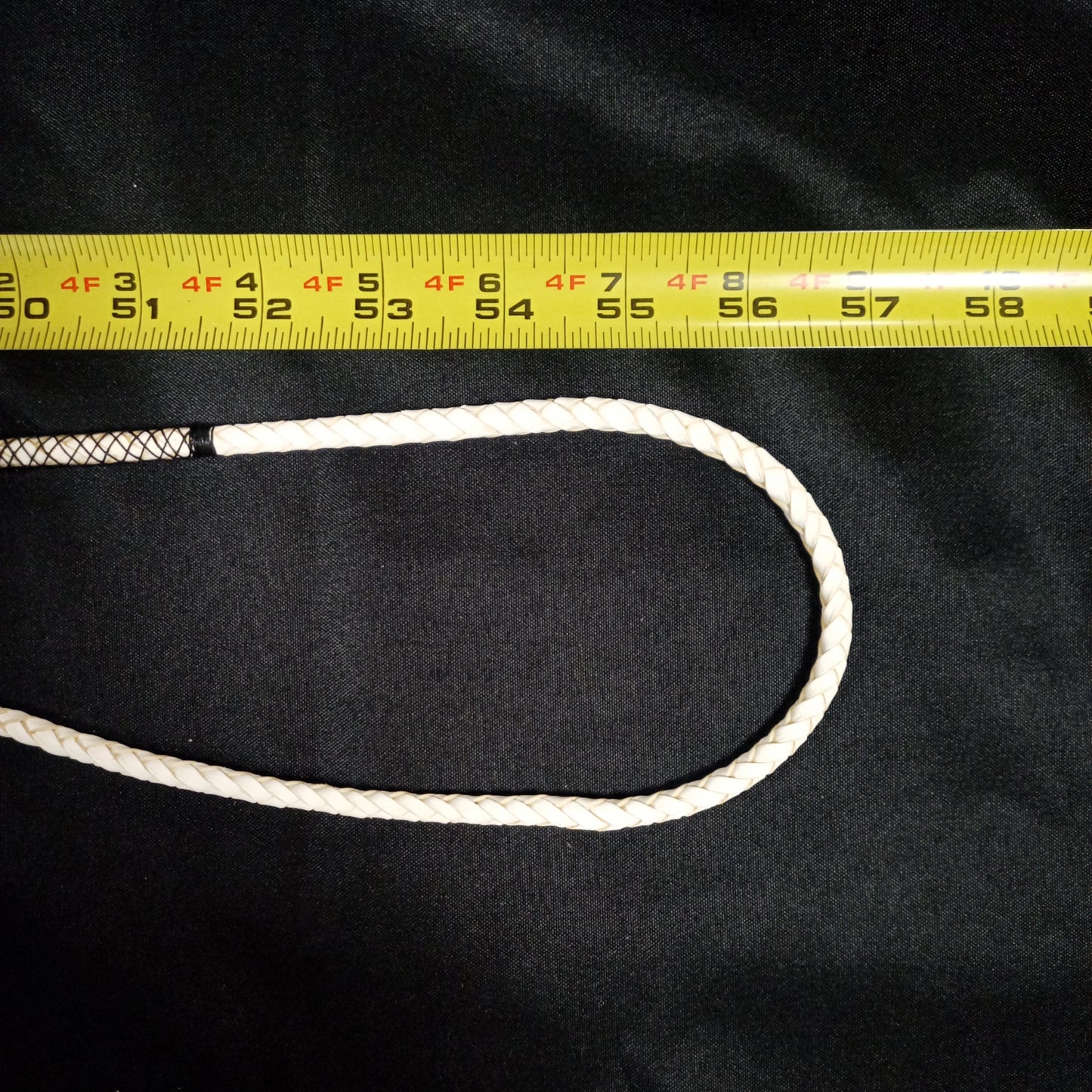 (F) Imitation Holly Whip with Nickel Mount and Spaced Knots made by Richard Nicoll - 54" Stick