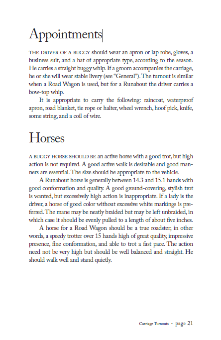 Carriage Turnouts: Guidelines for the Users of Horse Drawn Vehicles