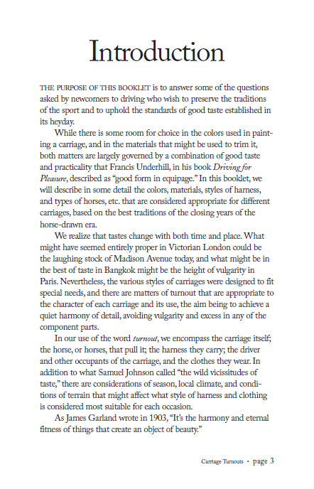 Carriage Turnouts: Guidelines for the Users of Horse Drawn Vehicles