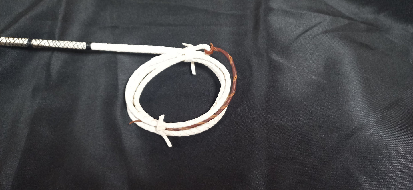 (B) Single Whip with Spaced Knotted Areas & Brass Ferrule Made by Richard Nicoll - 59" Stick