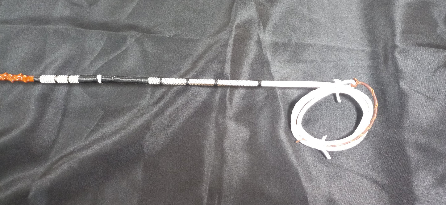 (B) Single Whip with Spaced Knotted Areas & Brass Ferrule Made by Richard Nicoll - 59" Stick