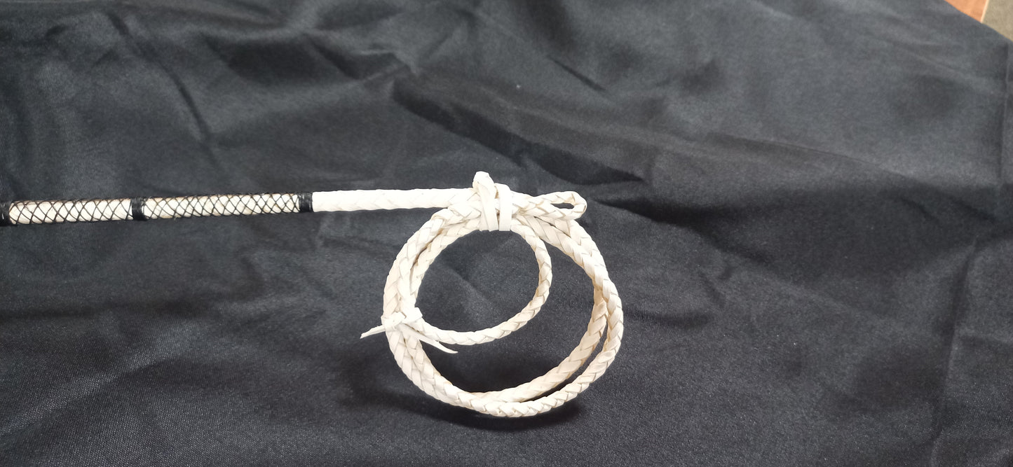 (A) Single Heavily Knotted Plain Butt Piece Whip with Brass Mounting Made by Richard Nicoll - 54" Stick