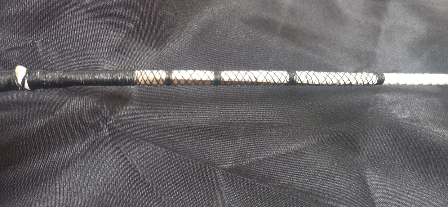 (C) Holly Whip with Nickel Mount & Handstitched Kangaroo Leather Handle Made by Richard Nicoll - 65" Stick