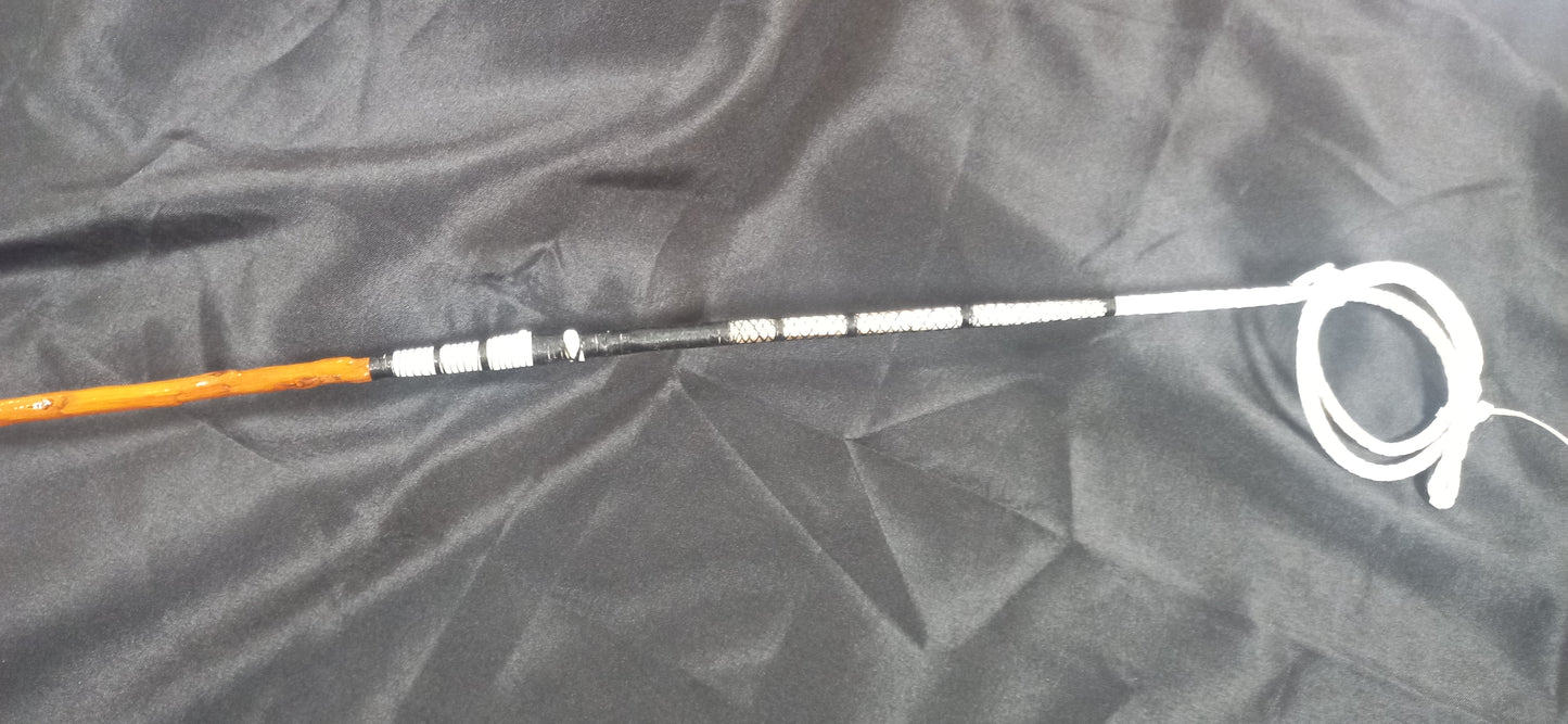 (C) Holly Whip with Nickel Mount & Handstitched Kangaroo Leather Handle Made by Richard Nicoll - 65" Stick