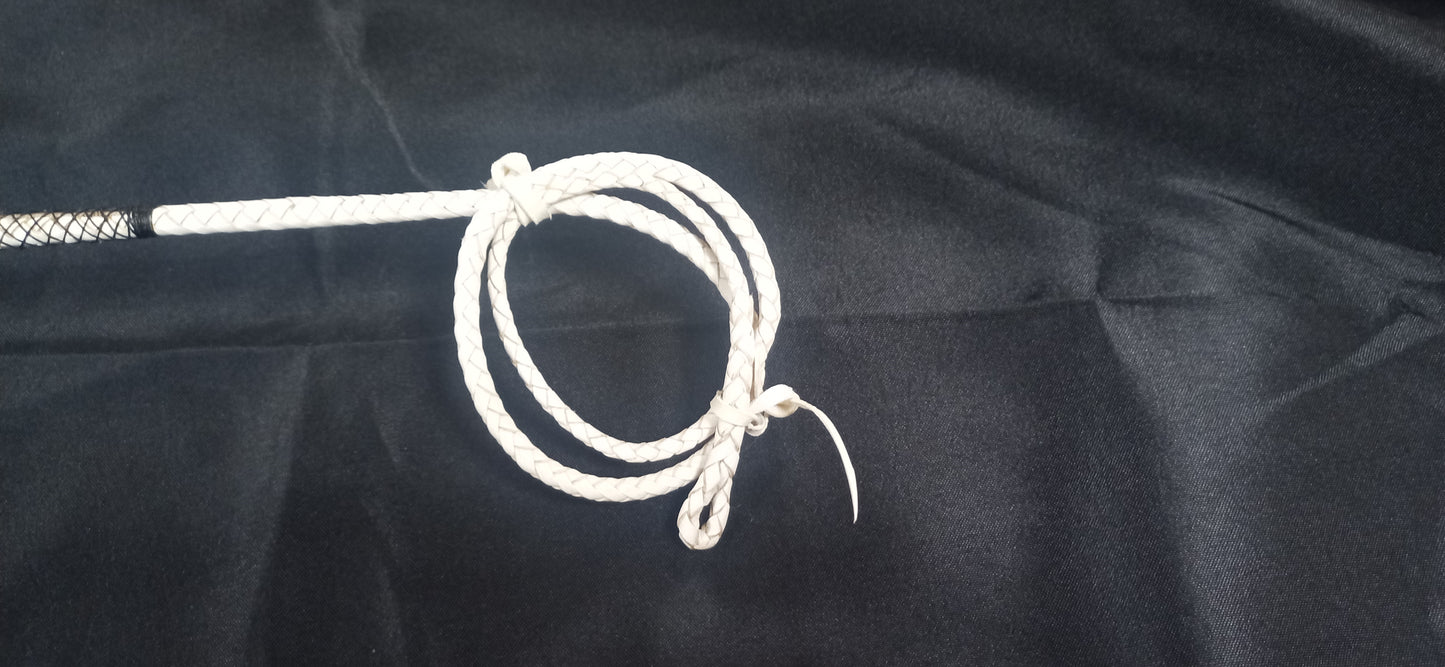 (C) Holly Whip with Nickel Mount & Handstitched Kangaroo Leather Handle Made by Richard Nicoll - 65" Stick