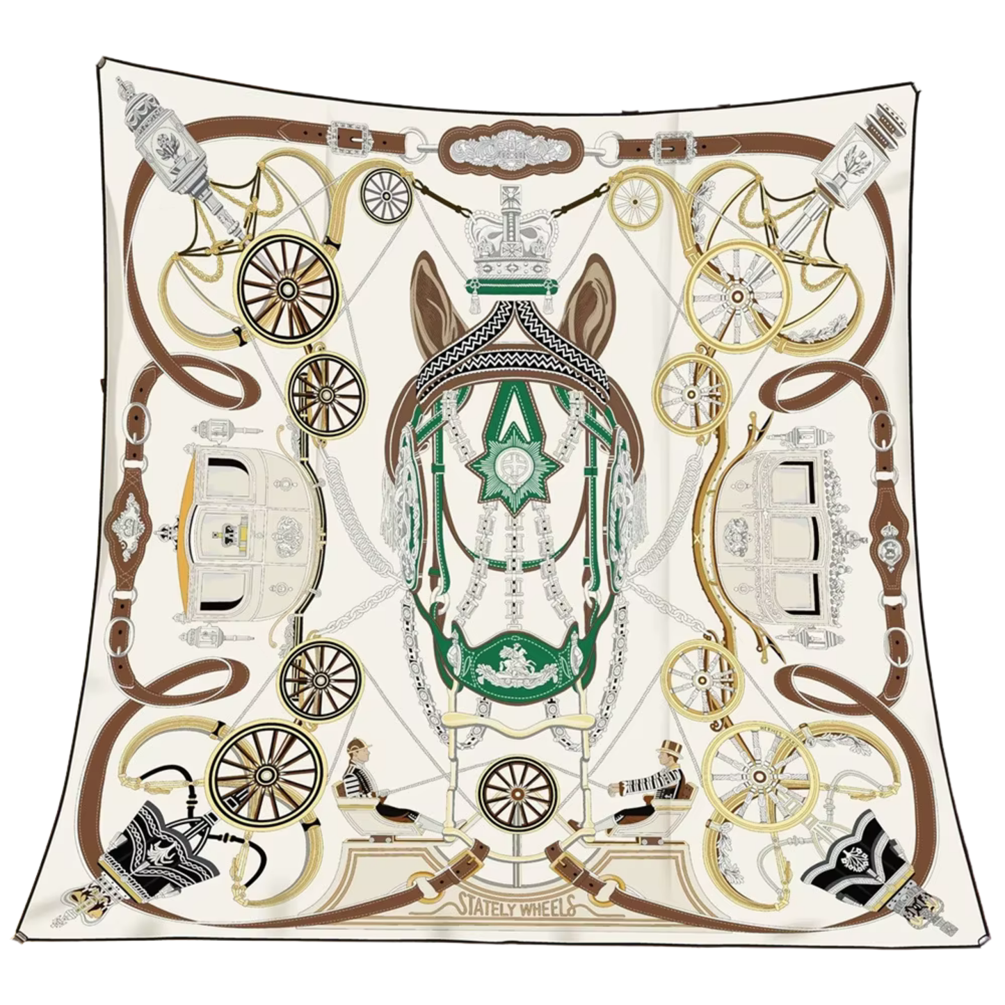 Crown et Carrosse Scarf - 90CM - 100% Silk