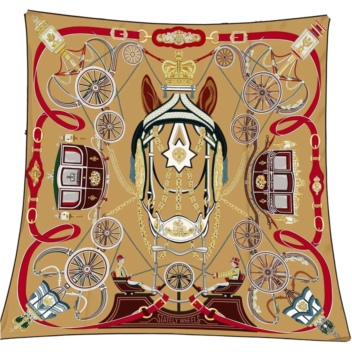 Crown et Carrosse Scarf - 90CM - 100% Silk