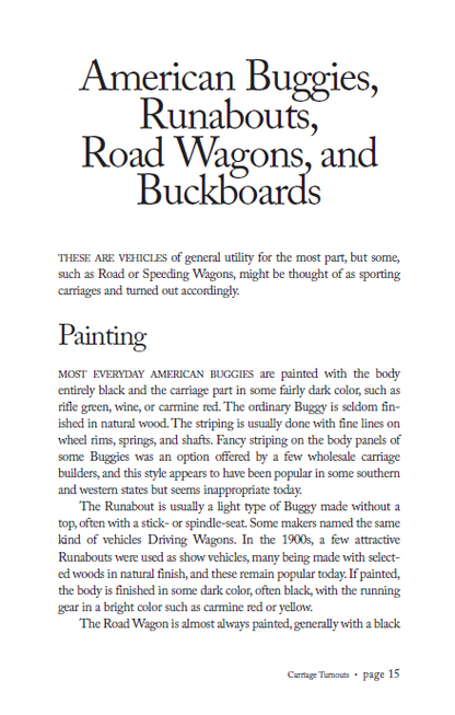 Carriage Turnouts: Guidelines for the Users of Horse Drawn Vehicles