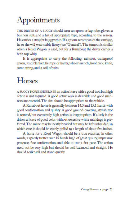 Carriage Turnouts: Guidelines for the Users of Horse Drawn Vehicles
