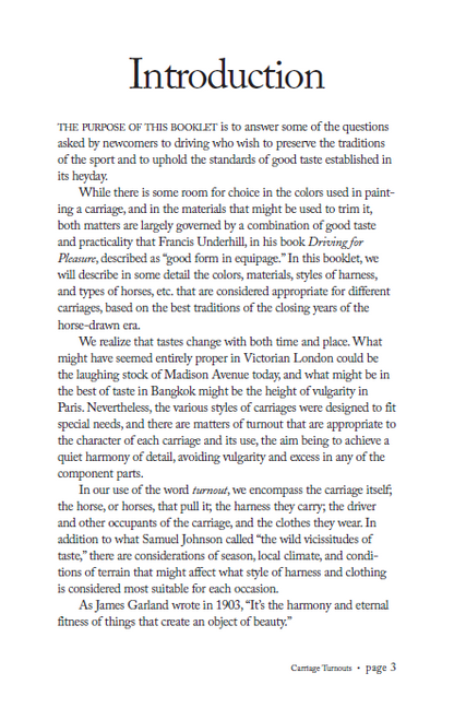 Carriage Turnouts: Guidelines for the Users of Horse Drawn Vehicles