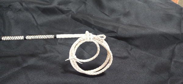 (A) Single Heavily Knotted Plain Butt Piece Whip with Brass Mounting Made by Richard Nicoll (A) - 54" Stick