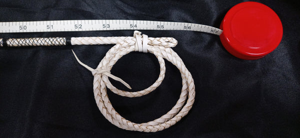 (A) Single Heavily Knotted Plain Butt Piece Whip with Brass Mounting Made by Richard Nicoll - 54" Stick