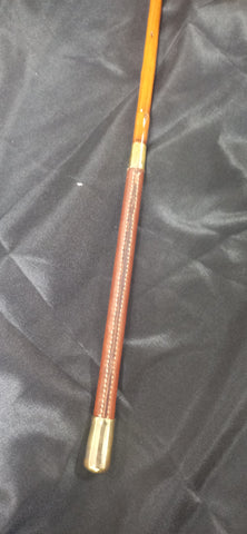 (C) Single Holly Whip with Nickel Mount & Handstitched Kangaroo Leather Handle Made by Richard Nicoll (C) - 65" Stick