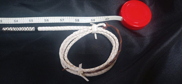 (B) Single Whip with Spaced Knotted Areas & Brass Ferrule Made by Richard Nicoll (B) - 59" Stick